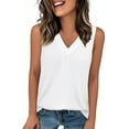thumbnail image 1 of TYGHBN Women's Solid Color Vest V Neck T Shirt Fashionable Sleeveless Top Womens Baseball Tee Active Jacket Women Women Tops Spandex Long Sleeve for Women Ladies Football Shirts Woman Shirts Short, 1 of 4