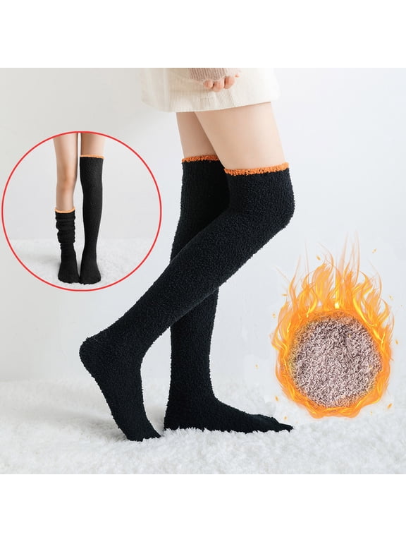 Women's Solid Fuzzy Socks Winter Warm Over Knee High Socks Home Thigh-High Warm Socks Leggings Mens Socks Shoe Size 13 Fit Socks for Women Womens Low Cut Hiking Socks Dress Socks Little Girls