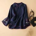 thumbnail image 1 of TYGHBN Women's Spring New Retro Ethnic Style Temperament Embroidery Loose and Comfortable Slim Long Sleeved Shirt Top Casual Shirts Women T Shirt Women Plain Long Sleeve Woman Shirts Womens Solid, 1 of 3
