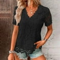 thumbnail image 1 of TYGHBN Women's Spring and Summer Solid Color Fashion V Neck Elegant Jacquard Short Sleeved T Shirt Casual Top Women Long Sleeve Running Summer Casual Tops for Women Short Sleeve Tees Women Woman Tee, 1 of 7
