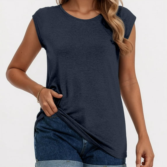 TYGHBN Women's Summer Casual Pure Color Sleeveless T Shirt Loose T Shirts Women's Athletic Tops Neck Tops for Women Womens Bulk Casual Women's Tops T Shirts Spandex Long Sleeve Tee Shirt Snow Long