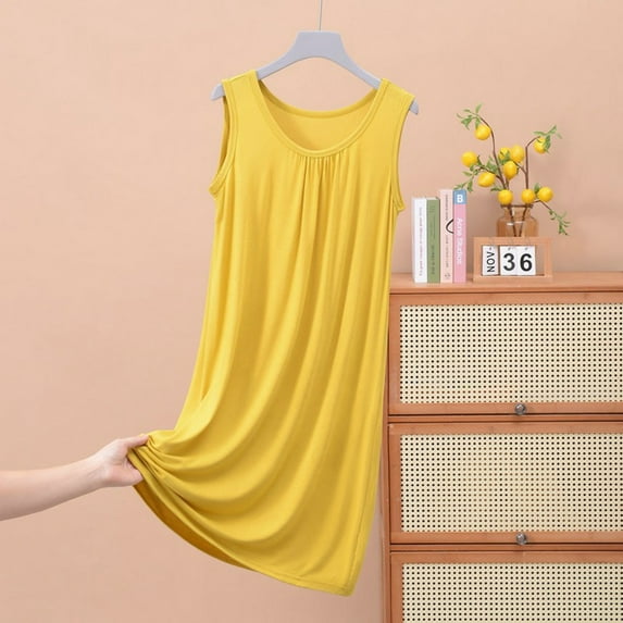 TYGHBN Women's Summer Sleepshirt Nightgown Comfortable Round Neck Sleeveless Home Dress Loungewear Casual Basic Sleepwear for Women plus Size Night Shirt Womens Night Gown Ladies Womens Lightweight