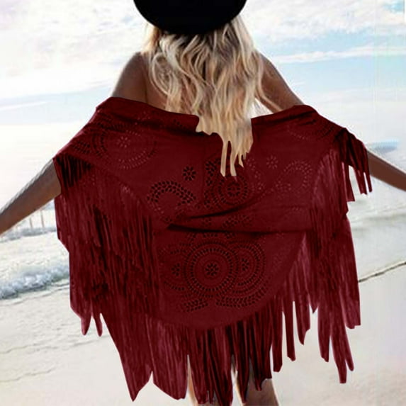 TYGHBN Women's Top Tassel Cape Vintage Suede Bucket Summer Umbrella Head Scarfs for Women Lightweight Warm Shawl Wraps for Women Shawl Scarf Wrap Womens Cloak Wrap Scarf Shawl Bridal Jacket Summer