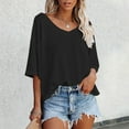 thumbnail image 1 of TYGHBN Women's V Neck Batwing Half Sleeved Shirt Knit Loose Shirt Solid Color Top Casual Women Women Tees and Tops Shirt and Shirt Set Women Sleeve Pack Long Sleeved Tops Womens Casual T Shirt for, 1 of 4
