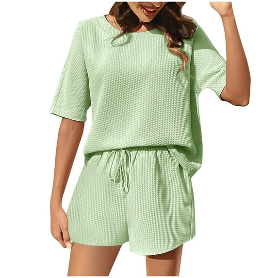 TYGHBN Womens Casual and Comfortable Foreign Style Bat Shirt Fashion Short Sleeved Shorts Suit Womens plus Swim Suit plus Size Swimsuit with Cover Womens Bikini Cover up Dress Older Womens Bathing