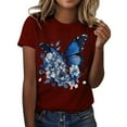 thumbnail image 1 of TYGHBN Womens Fashionable Printed Round Neck Short Sleeved Sports Casual T Shirt Long Sleeve T Shirts for Women Women Top Pack of T Shirts Women Womens Top Running Tops Loose Fit Womens Summer Shirts, 1 of 5