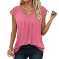 thumbnail image 1 of TYGHBN Womens Lace Tops Pleated Short Sleeve Shirts Summer Business Casual Dressy Blouses Plain Long Sleeve T Shirt Women in A Pack Long Sleeve T Shirts for Women Womens Short Sleeved Athletic Tops, 1 of 5