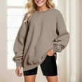 thumbnail image 1 of TYGHBN Womens Oversized Autumn and Winter Loose Top Solid Color Shoulder Sleeve Pullover Sweatshirt Sweater Casual Top Ladies Sweatshirt Juniors Sweaters Trendy Caramel Sweatshirt Women Light, 1 of 3