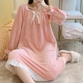 thumbnail image 1 of TYGHBN Womens Solid Coloured Flannel Thickened Padded Warm Of The Nightgown Over The Head Type Of Homewear Soft Pants Sleep Gowns Nightgown for Tall Women Nightgown Women Soft Night Shirts Tall Women, 1 of 3