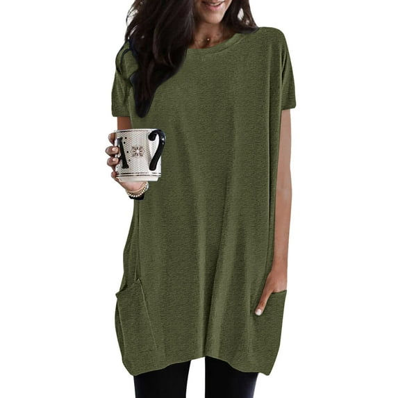 TYGHBN Womens Summer Casual Solid Loose Pullover Crewneck Shirts Short Sleeve Tunic Tops Blouse with Pockets Valentines Day Shirts for Men Running Shirt Women Womens Hiking Striped Womens T Shirt