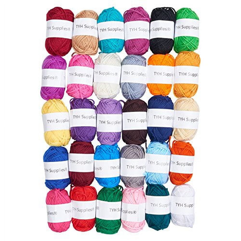 30 Acrylic Yarn Skeins Unique Colors - Bulk Yarn Kit - 1300 Yards - Perfect  for Any Mini Project