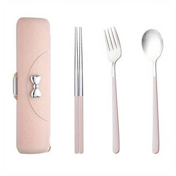 TYHLZJ Butterfly Bow Portable Cutlery Set-3pcs Stainless Steel with Storage Box,Beautiful Travel Cutlery