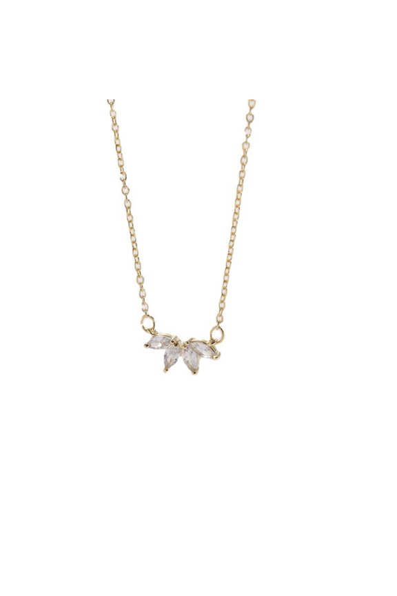 Elegant Leaf&Petal Pendant Necklace with Sparkling Cubic Zirconia-Perfect for Casual or Party Wear,Golden