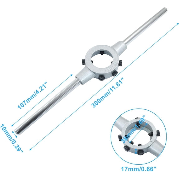 TYHREF-1-1/2 Inch (38mm) Die Stock Handle Wrench, M12-M16 Adjustable Die Wrench Handle Holder Die Stock Holder Thread Die Holder