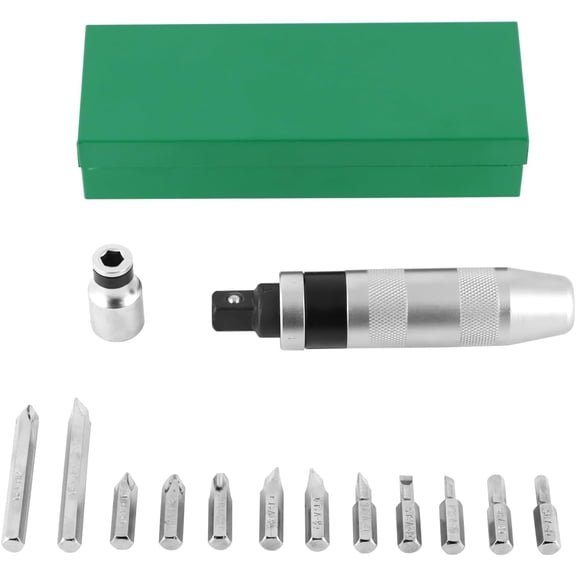 TYHREF-1/2" CR-V Hand Impact Screwdriver Set with 12-Piece Bit Set, Anti-Knock Handle
