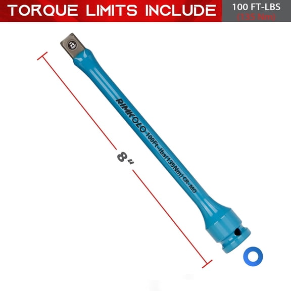 TYHREF-1/2" Drive Torque Limiting Extension Bar, 8 Inch Color-Coded Torque Limiter 100ft-lbs CR-MO Torque Stick for Locking Lug Nuts