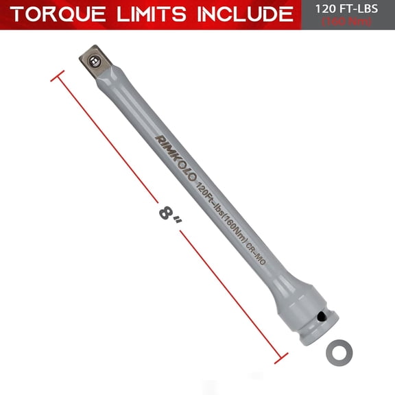 TYHREF-1/2" Drive Torque Limiting Extension Bar, 8 Inch Color-Coded Torque Limiter 120ft-lbs CR-MO Torque Stick for Locking Lug Nuts