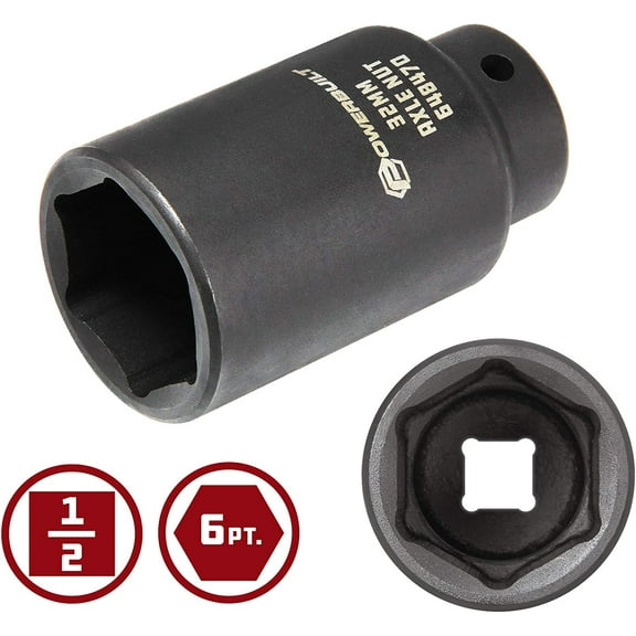 TYHREF-1/2-inch Drive Axle Nut Socket, 32mm 6 Point Extra Deep, Remove Front Wheel Drive Axle Shaft Nuts, Pin Hole - 648470
