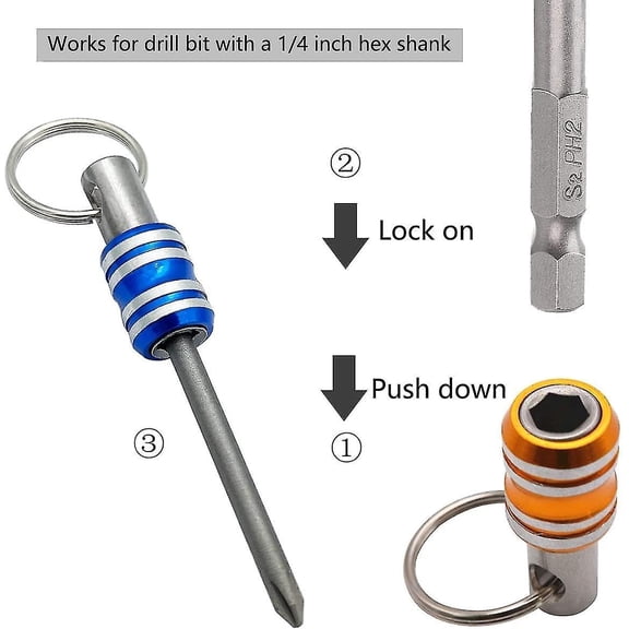 TYHREF-1/4 inch Hex Shank Bit Holder, 5pcs Quick Release Drill Bit Holder Keychain for Impact Driver, Portable Screwdriver Bits Holder, Aluminum Alloy, Color Coded - Gift for Men