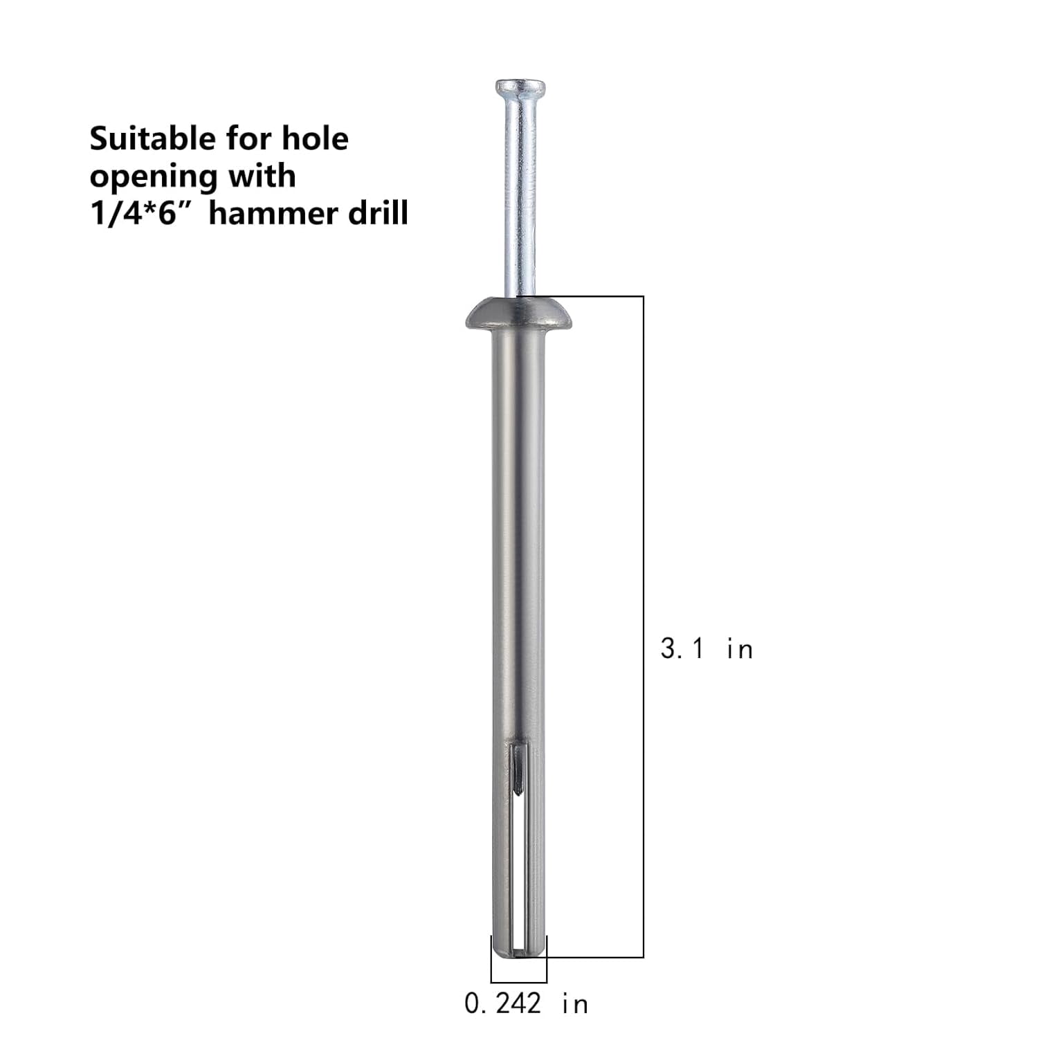 TYHREF-1/4x3 Hammer Drive Nail in Anchor (50 per Box) Cement hammering ...
