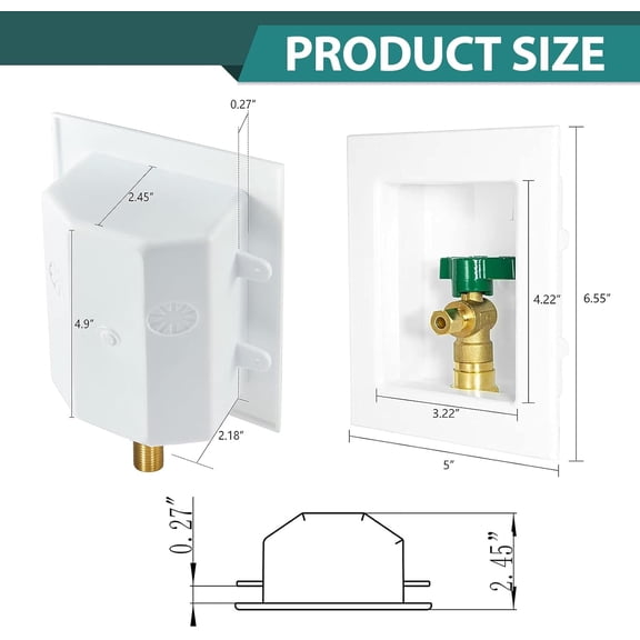 TYHREF-1-Pack Ice Maker Outlet Box, 1/2 Inch Sweat Pre-Assembled Ice Maker Outlet Box with Installed 1/4-Turn Ball Valve(IM001)