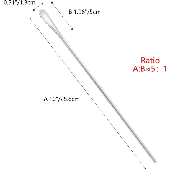 TYHREF-10 Inch/25.8cm Coffee Stirrers Spoon,Silver Stainless Steel 304# Coffee Stir Sticks,Round Solid Long Handle Cocktail Beverage Iced Tea Stirring Stick,Drink Mixing Spoon,Set of 4