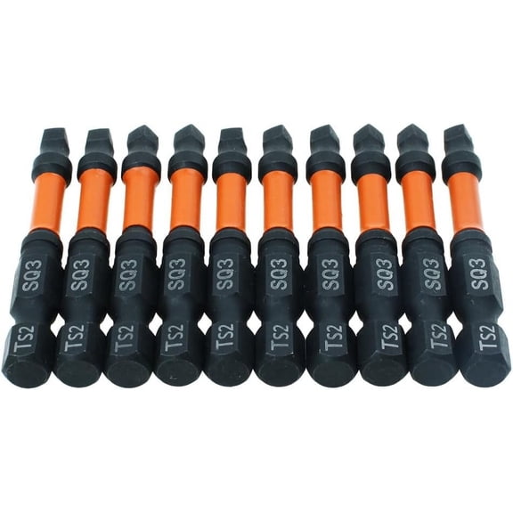 TYHREF-10 Pack #3 Square Driver Bit 2 inch Long Square Impact Drill Bit for Pocket Hole Jig System SQ3 Bits