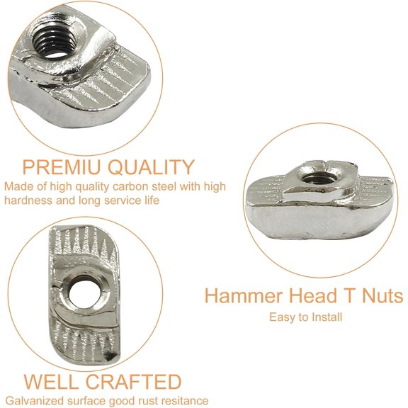 TYHREF-100Pcs 3030 Series T Nuts Carbon Steel,M4 T Slot Nut Hammer Head Fastener Nut Assortment for Aluminum Profile