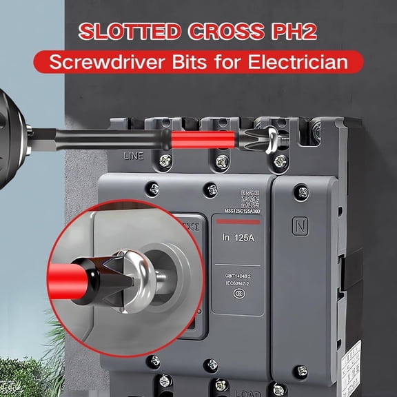 TYHREF-10PCS FPH2 Impact Screwdriver Bit Set, S2 Steel 65mm & 110mm Slotted Heads, 1/4" Hex Shank,Cross Slot Driver Bits for Electricians, Cnc Machined Tips with Magnetism