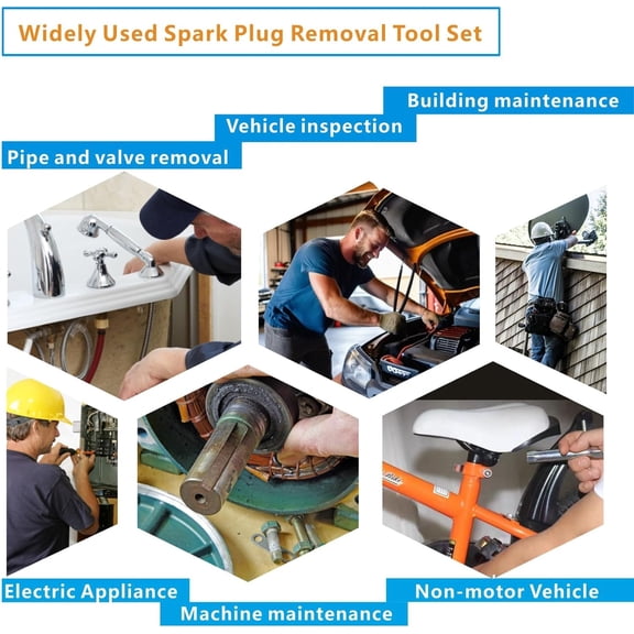 TYHREF-10Pcs Dual-Ended Shower Valve Socket Wrench Set Faucet Nut Removal Tool for Removing Tub & Shower Valve Plumbers Socket Set Compatible Extended Spark Plug Wrench 6-22mm (10)