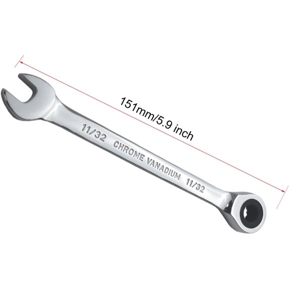 TYHREF-11/32 Inch Ratcheting Combination Wrench,SAE 72 Teeth,12 Point Ratchet Spanner Tools,Gear Wrench Cr-V Constructed For Machinery Equipment/Automotive Repair/Aicycle Repair/Home Maintenance