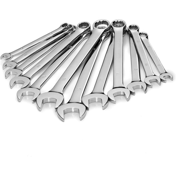 TYHREF-12-Piece Metric Combination Wrench Set in Roll-up Pouch, Non-Skip Sizes 8mm - 19mm | Chrome Vanadium Steel with Mirror Finish | Ideal for General Household, Garage Workshop, Auto Repairs and M