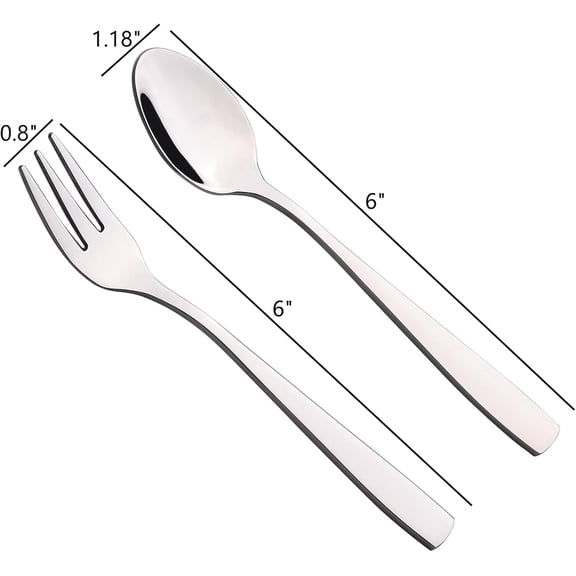 TYHREF-12-piece Stainless Steel Tea Spoons and Tasting Appetizer Cake Forks, 6 Tasting Forks + 6 Teaspoons