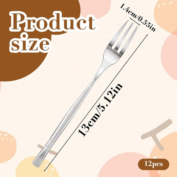 TYHREF-12PCS Appetizer Seafood Forks Crab Stainless Steel Forks Oyster Escargot Forks Set Portable Stainless Steel 3 Prong Cocktail Salad Fruit Dessert Forks for Tasting Crab Escargot Party Travel, 5