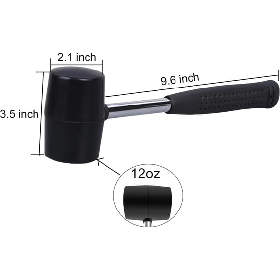 TYHREF-12oz Rubber Mallet Hammer for Flooring, Tent Stakes, Woodworking, Camping, Soft Blow Tasks without Damage (12 oz)