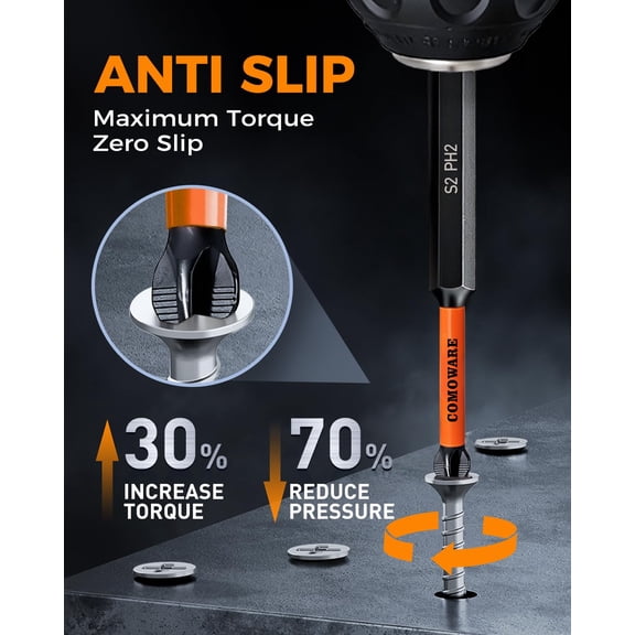 TYHREF-12pcs Phillips Head Drill Bits #2, S2 Steel 1/4" Hex Bit Set, Anti Slip Screwdriver Bits, 1-6" Length, CNC Tip Magnetic Drill Bit, Impact Hex Bitss Sets For Electronic Devices Disassembly