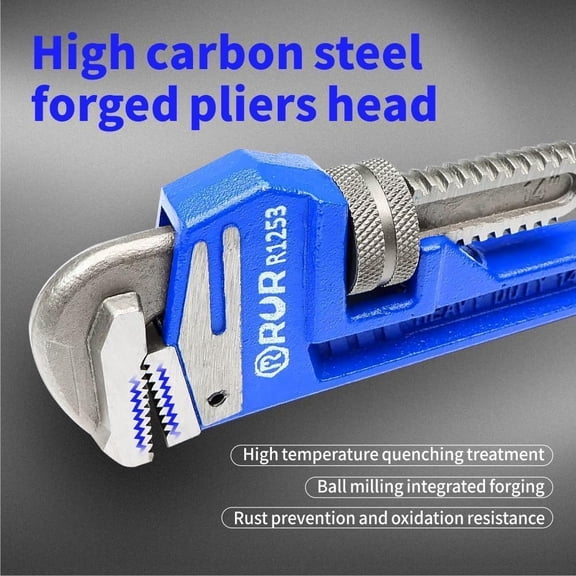 TYHREF-14-Inch Straight Pipe Wrench  Heavy Duty,Adjustable Plumbing Tool with Malleable Cast Iron Handle, Exceeds GGG Standard for Durability & Grip