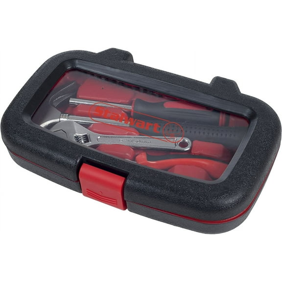 TYHREF-15-Piece Tool Set - Household Tool Kit with Hammer, Multi-Bit Screwdriver Set, Pliers, Wrench- Tools and Equipment for DIY Projects by (Red)