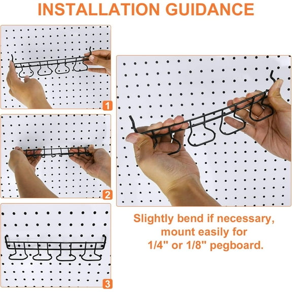 TYHREF-16 Pack Pegboard Utility Hooks, Peg Board Holders & Rack for Screwdriver Piler Multi Tool Accessories, Fit 1/4" & 1/8" Pegboards, Wall Organizers and Storage for Craft Room, Garage, Workbench,