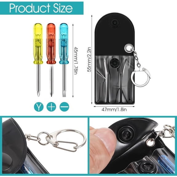 TYHREF-16 Pcs Mini Screwdriver Keychain Tape Measure Keychains Set Bulk for Men Dad Party Favors Tools Christmas Stuffers Birthday Father Gifts