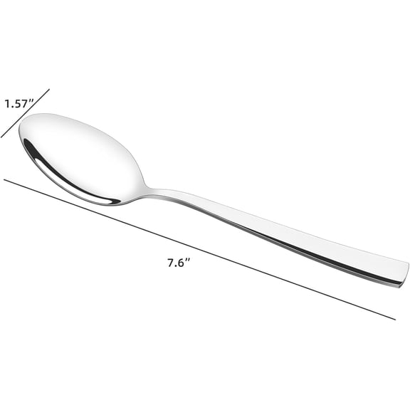 TYHREF-16 Pieces Dinner Spoon Set, Stainless Steel Dinner Spoon, 7.6 Inch Silverware Dinner Spoons