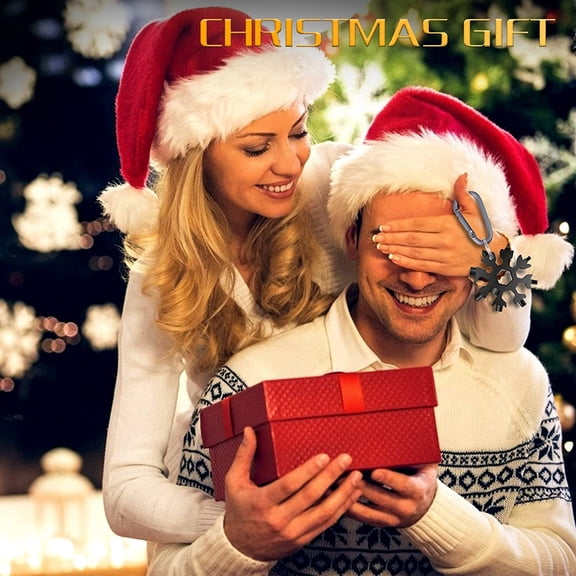 TYHREF-18-in-1 Snowflake Multitool, 2 Pcs Stainless Steel Standard Multi-Tool With Key Ring, Carabiner Clip and Storage Bag (Black)