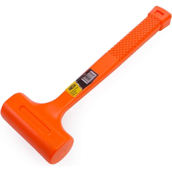 TYHREF-1LBS Dead Blow Hammer Grip Mallet Checkered Handle Spark and Rebound Resistant, Orange