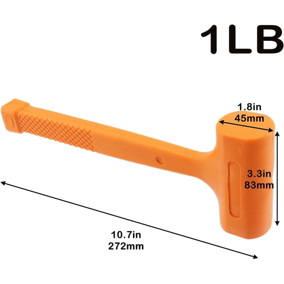 TYHREF-1Pcs Rubber Mallet,1LB Soft Blow Small Hammers,Dead Blow Hammer,Unibody Molded,Non-Rebounding,Orange
