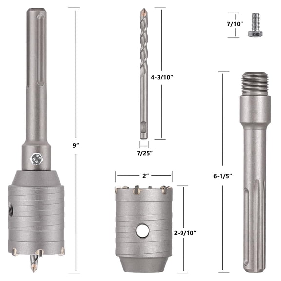 TYHREF-2 Inch x 9 Inch SDS Max Rotary Hammer Drill Core Bit, Ideal for Applications in Concrete, Compatible with BSK-42M & BSK-50F
