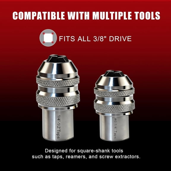 TYHREF-2-Pack Ratcheting Tap Socket Set - 3/8" Drive Adjustable Jaws for Tight Spaces, Chrome-Molybdenum Steel Tap Wrench Compatible with #6-1/2" Taps, Reamers & Screw Extractors