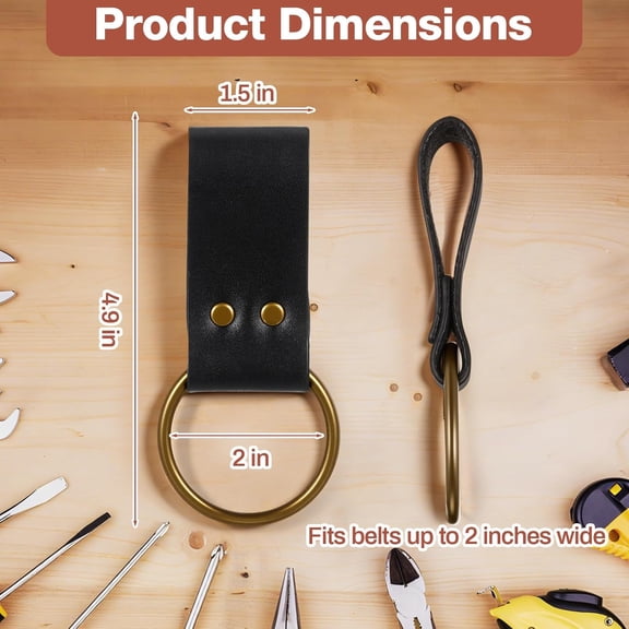 TYHREF-2 Pcs Hammer Holder for Belt, Fits Belts up to 2" Wide, Spud Wrench Holder Leather Loop Hammer Spud Axe Holster Tool Accessories for Woodworking Handicrafts Carpenters Electricians (Black)