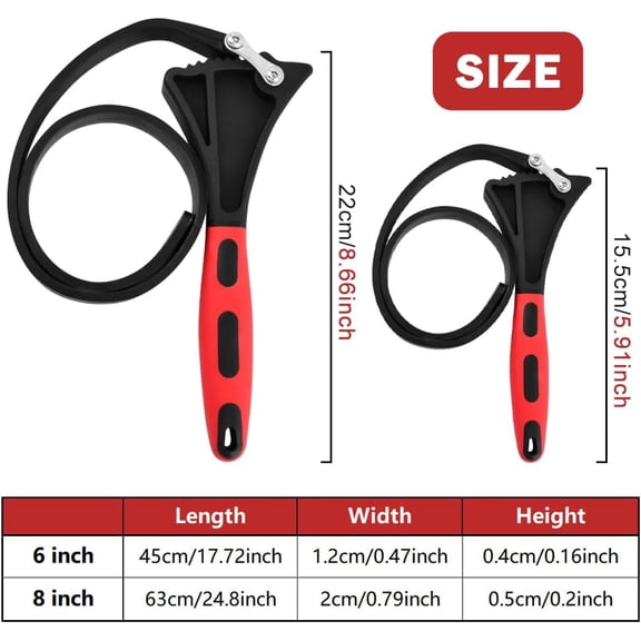 TYHREF-2 Pcs Strap Wrench Set,Adjustable Rubber Strap Wrench with Max Diameter 4" (Small) and 6"(Large), Oil Fil-ter Wrench Set,Jar Opener for Weak Hands,Shower Head Wrench, Water Filt-er Wrench