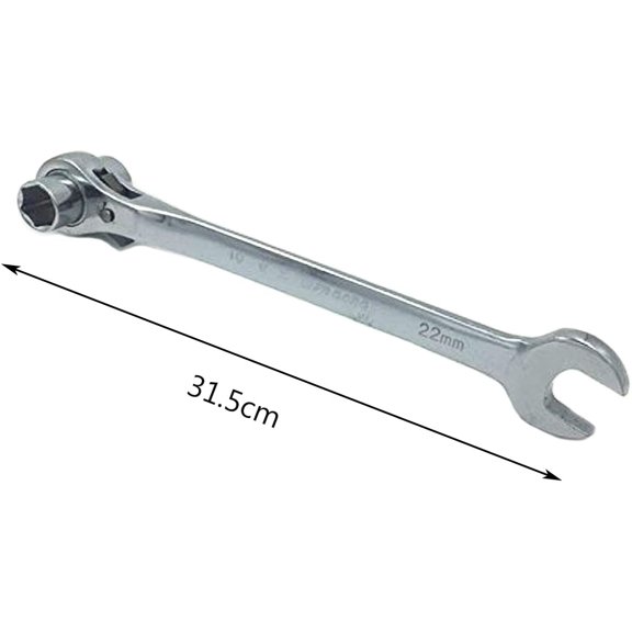 TYHREF-2 in 1 Scaffolding Podger Ratchet Wrench Site Ratcheting Socket Spanner Tool 19mm/22mm Silver