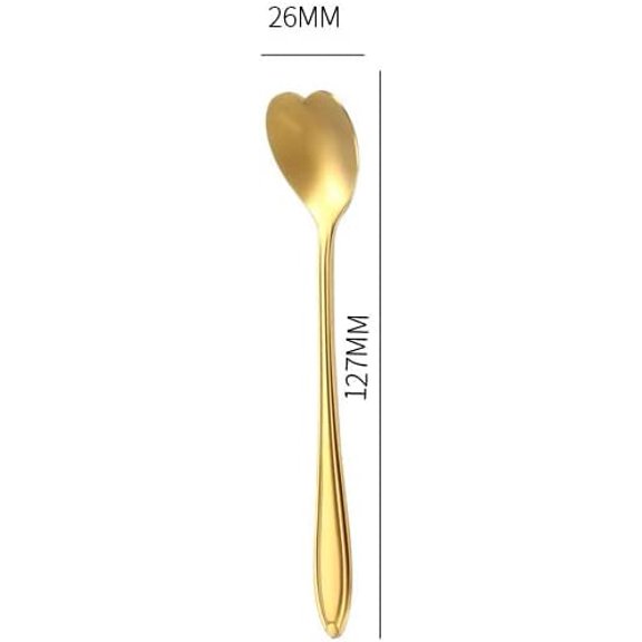 TYHREF-20 Pieces Stainless Steel Coffee Spoon Creative Dessert Spoons for Sugar, Stir, Ice Cream, Cake, Teaspoon Set Heart Shaped Spoons Gold